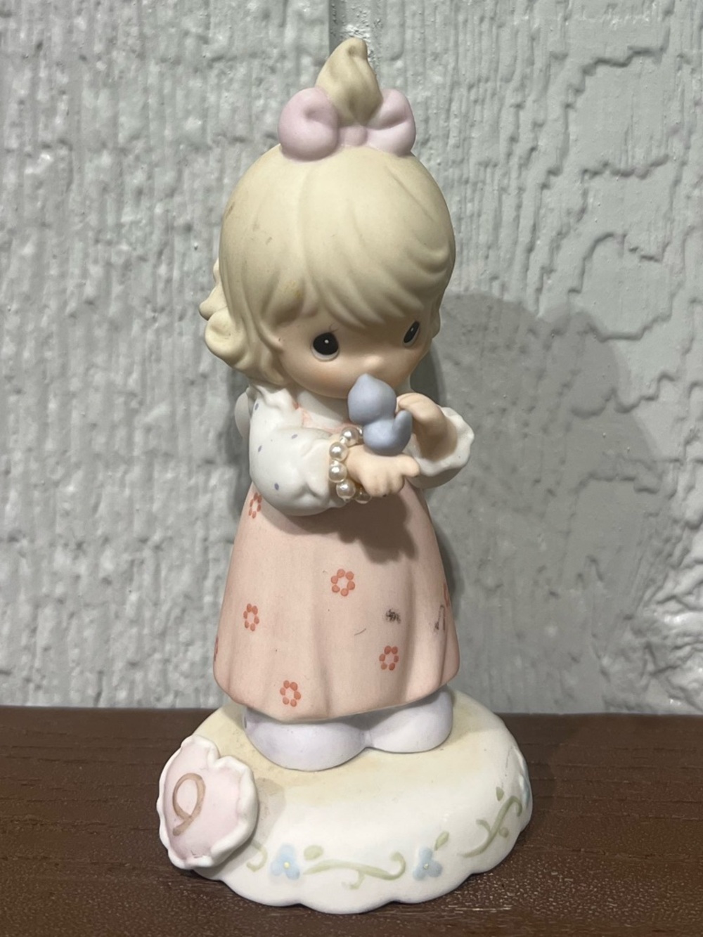Precious Moments Growing in Grace Blonde Girl Figurine in Soft Pink Birthday #9